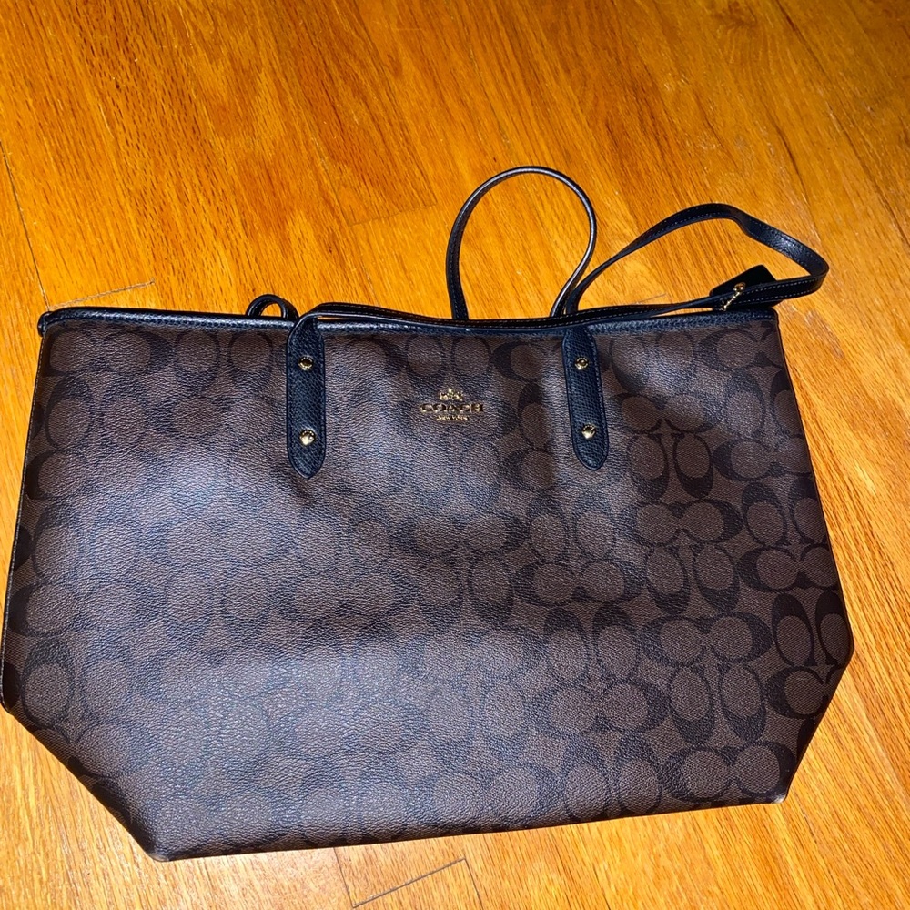 Coach Dark Brown Signature Tote